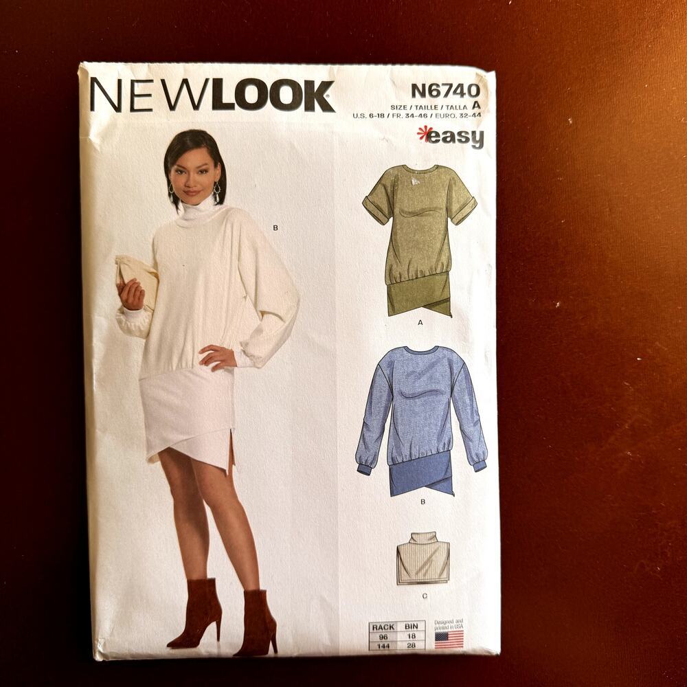 NEW LOOK N6740 Misses Easy Misses Mini Dress Sewing Pattern, Uncut,‎ Size 6-18